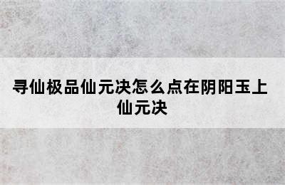 寻仙极品仙元决怎么点在阴阳玉上 仙元决